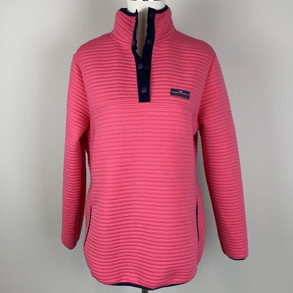 Simply Southern Quilted Pullover Sweatshirt Womens Medium Pink Blue Top Preppy - Picture 10 of 10